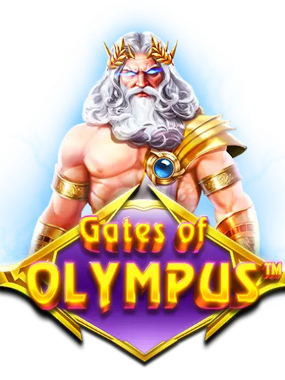 Gates of Olympus pokie thumbnail with Zeus above a six reel grid
